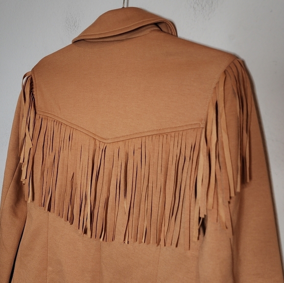 NWT Blank NYC Tan Ponte Fringe Blazer Jacket Women's Size XS - Picture 8 of 16